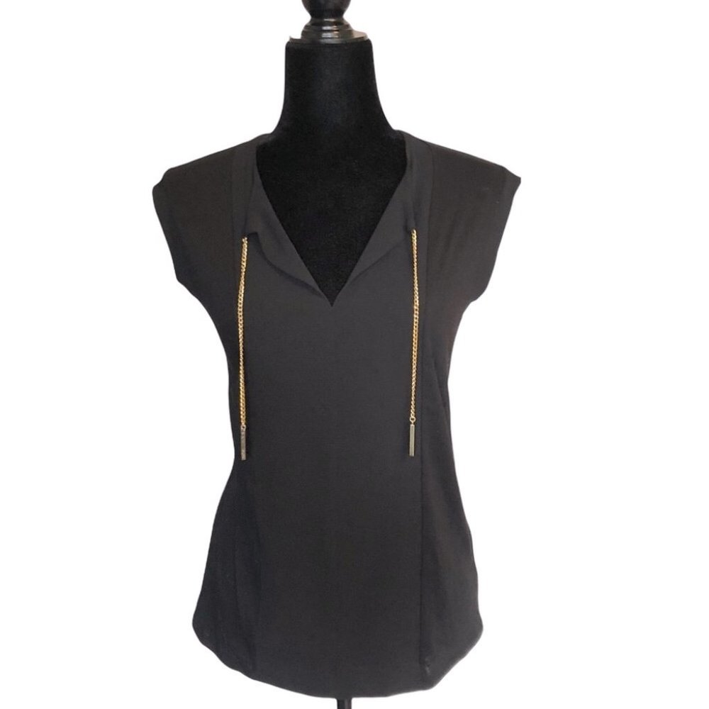 Michael Michael Kors Woven Panel Chain Tie Blouse